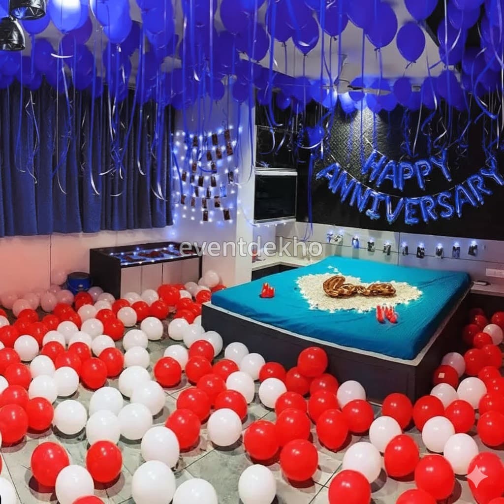 Blue Silver Grand Arch Anniversary Decor