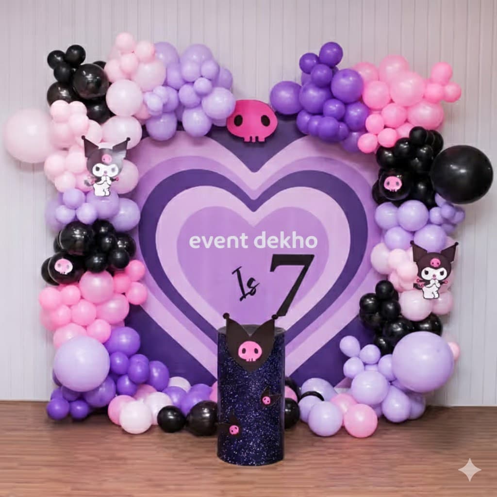 Themed Purple Pink Birthday Balloon Decoration