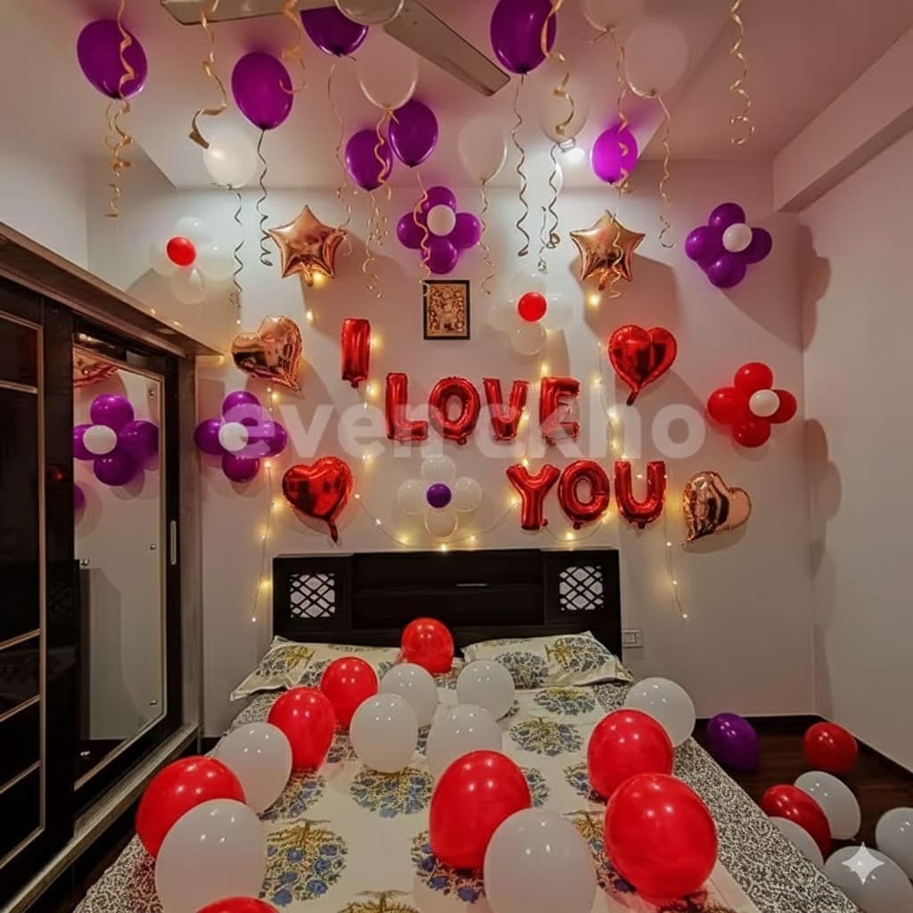 Romantic I Love You Balloon Room Decoration with Lights