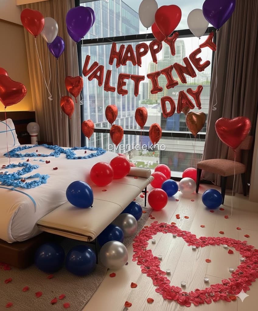 Happy Valentine Luxury Room Decoration with Heart Pathway