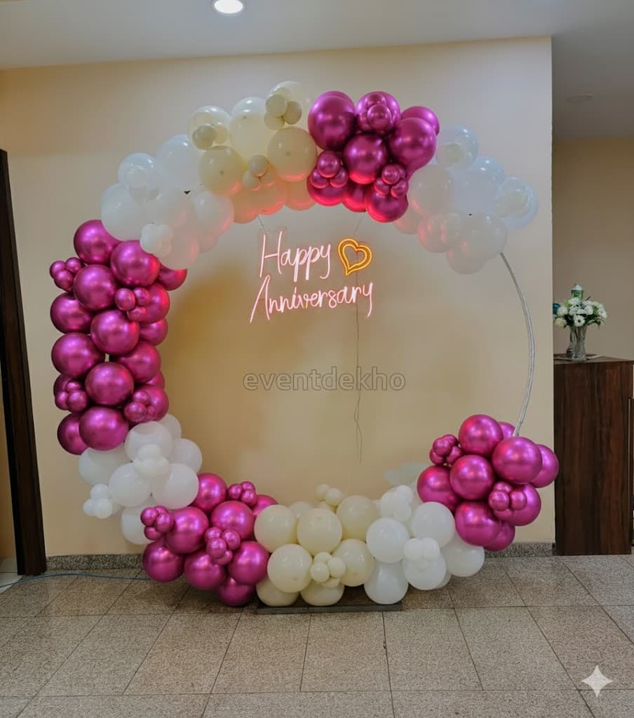 Luxury Pink White Balloon Ring Anniversary Decoration