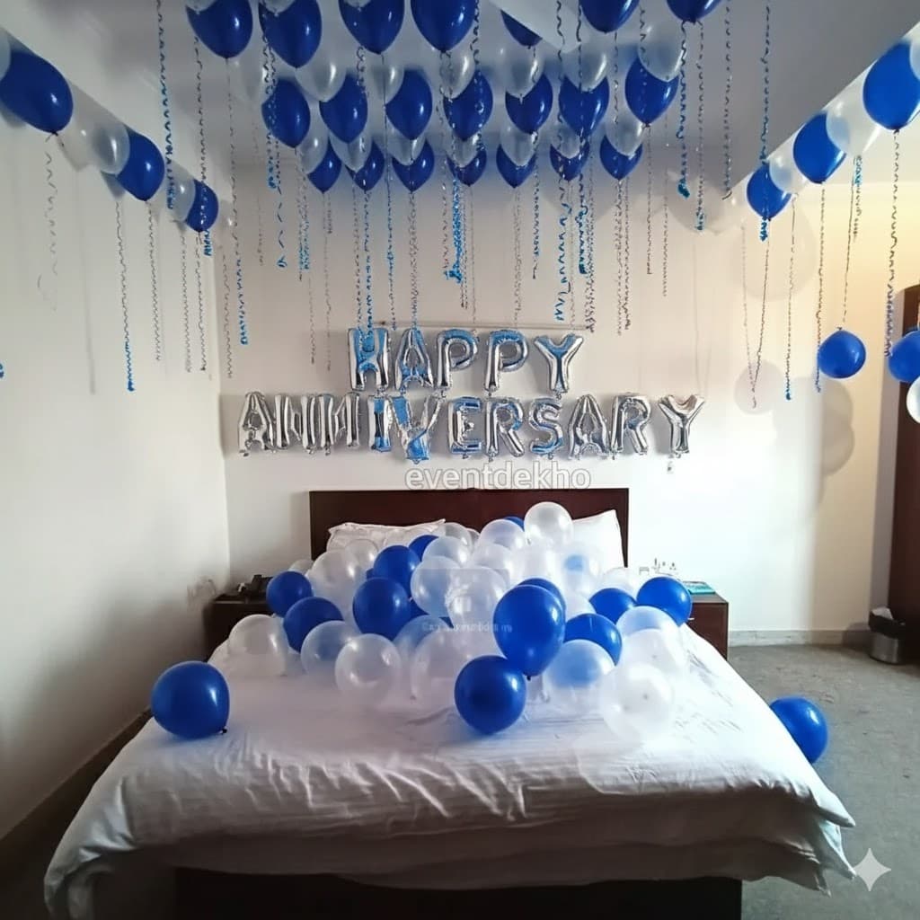 Royal Blue Silver Grand Arch Anniversary Decor