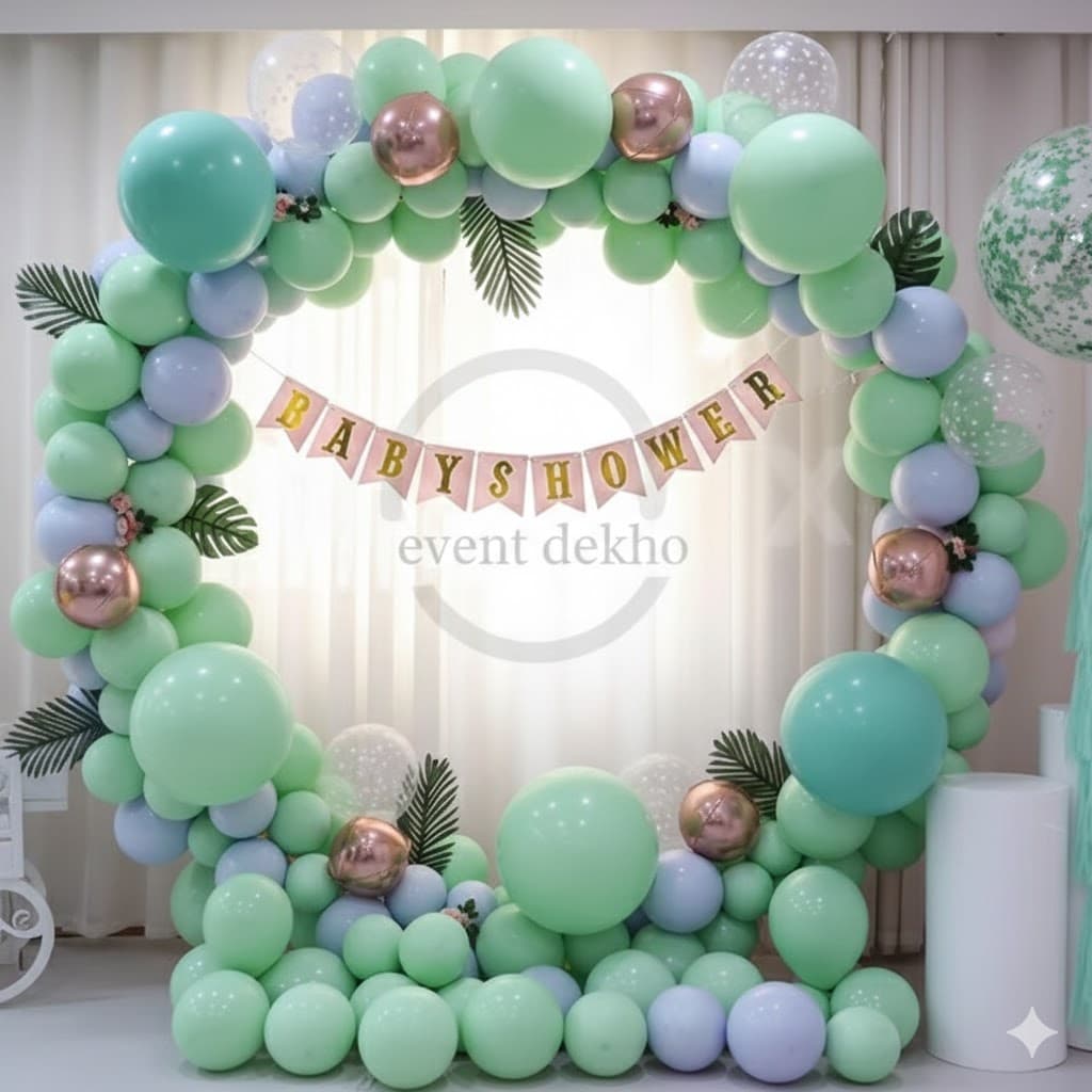 Elegant Mint Pastel Balloon Arch Decoration for Baby Shower