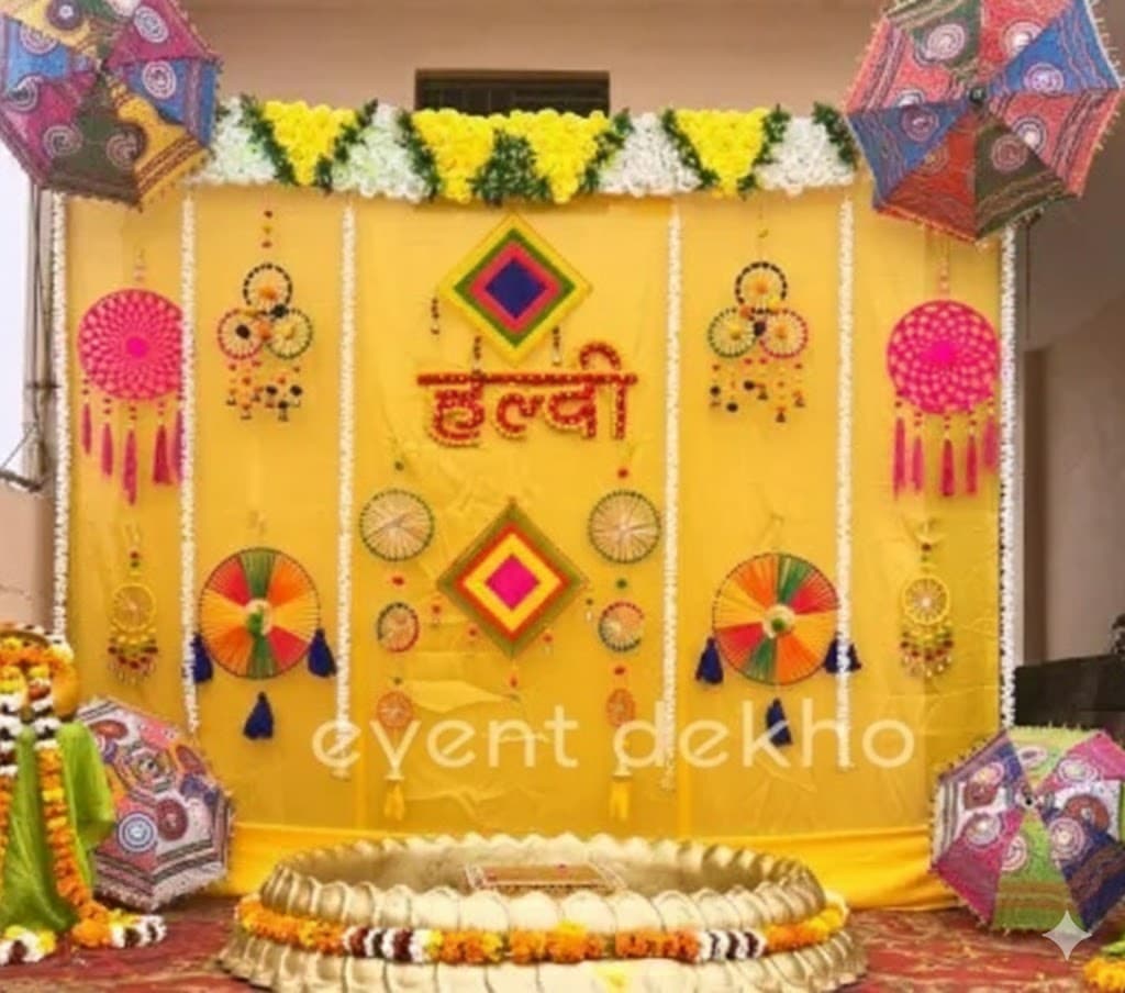 Traditional Haldi Ceremony Decorative Backdrop