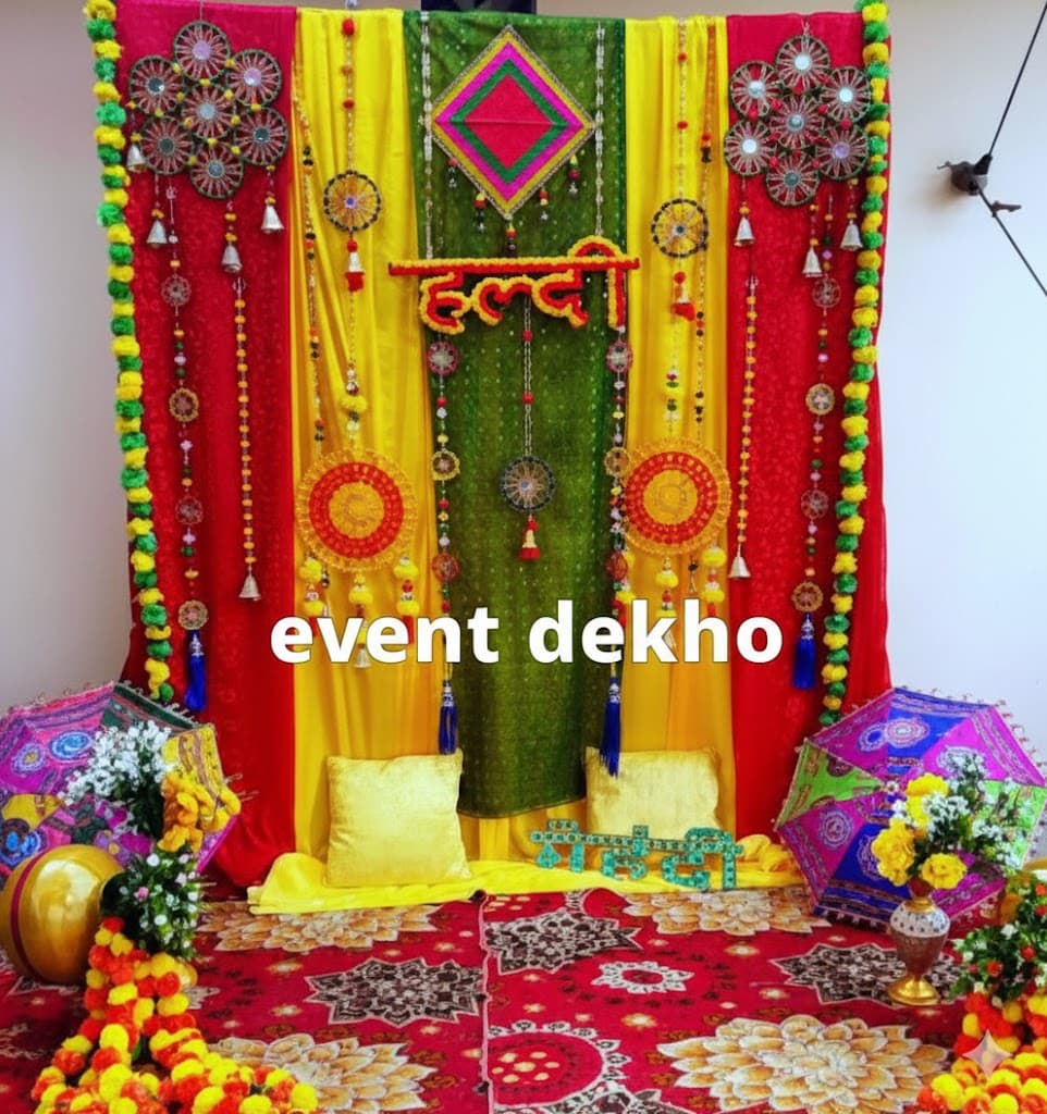 Haldi Ceremony Colorful Traditional Decor Setup