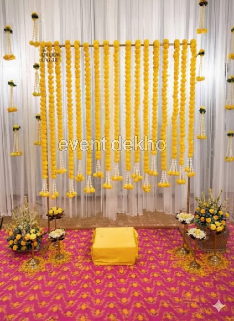 Elegant Marigold Haldi Ceremony Decor Setup
