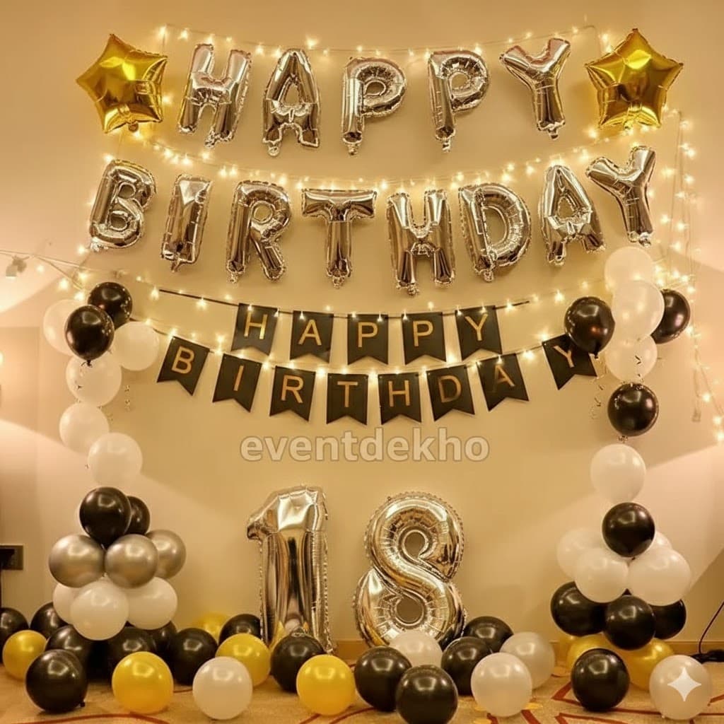 Black Gold White Luxury Birthday Balloon Decoration 18th Birthday Special