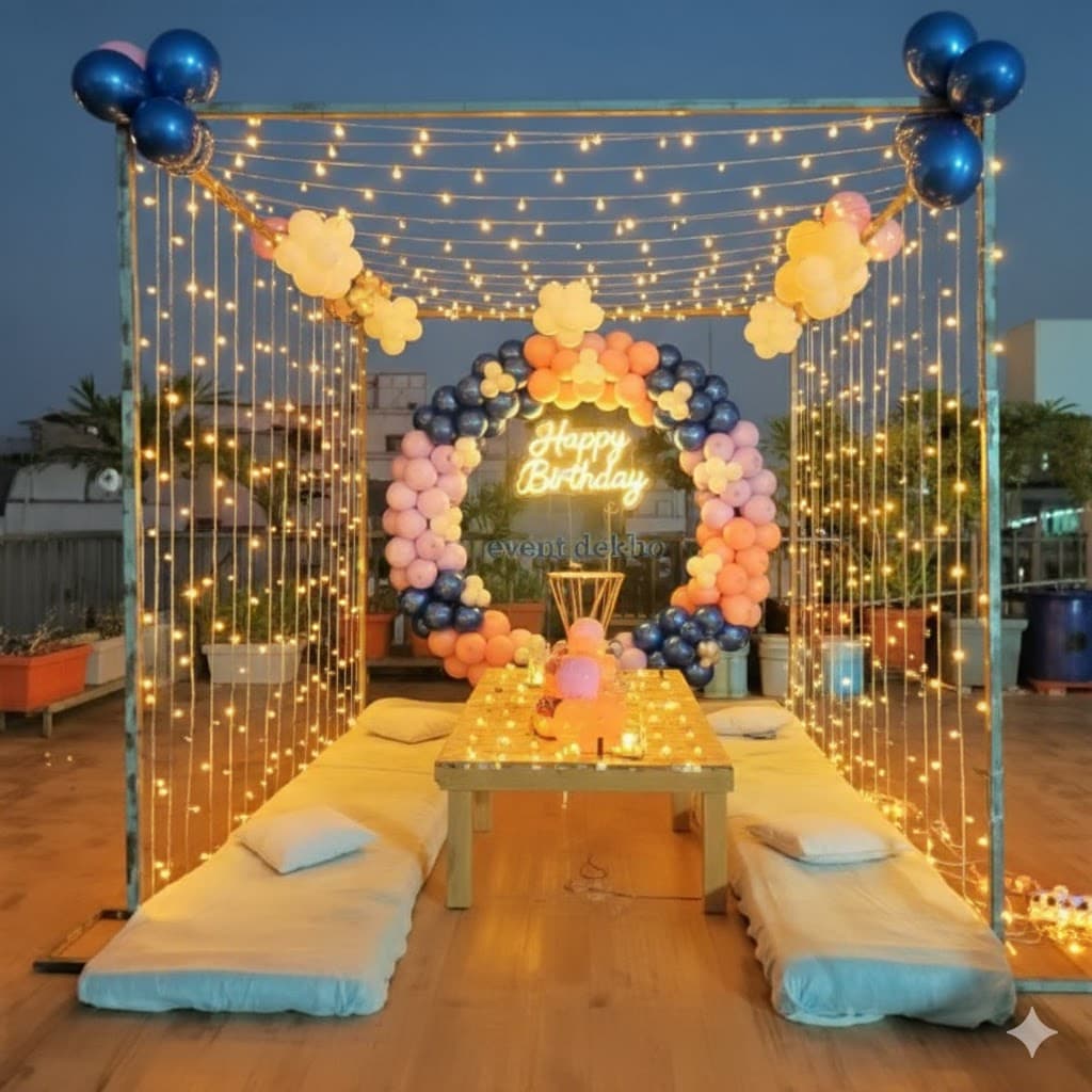 Premium Balloon Themed Birthday Cabana Setup