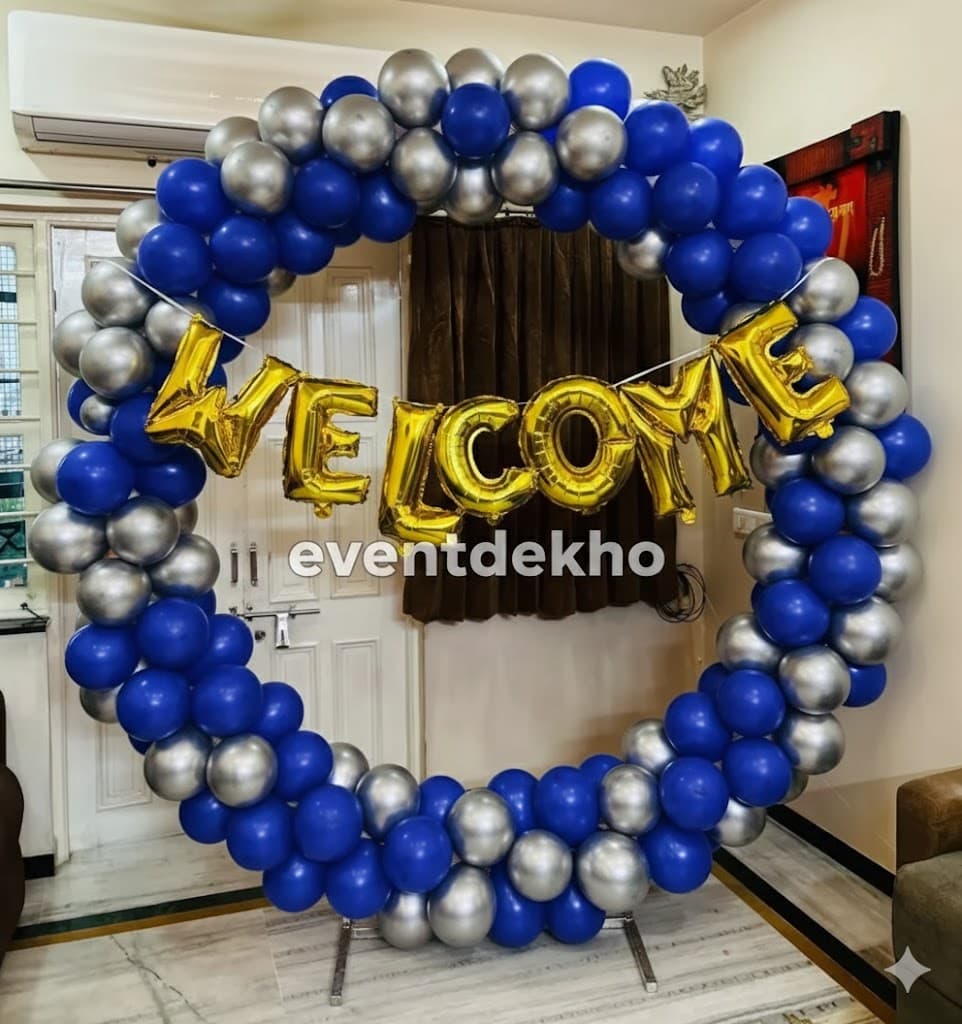 Royal Blue Silver Welcome Ring Decor